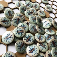 Image 1 of Manchester Bee Tile Button Pin Badge