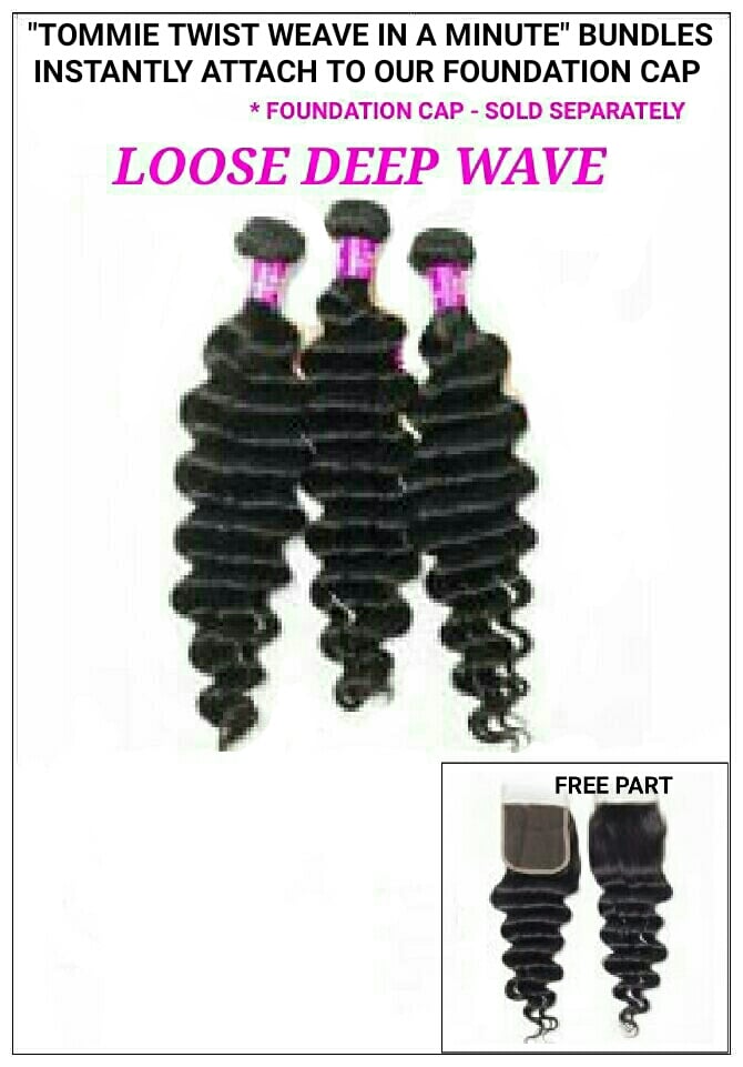 Image of PERUVIAN LOOSE DEEP 8A: BUNDLES / CLOSURES / FOUNDATION CAP ( NOT INCLUDED )