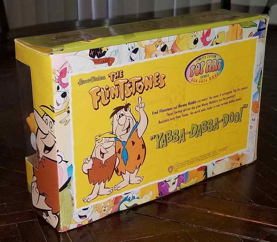 Image of FRED FLINTSTONE POP ART WACKY WOBBLERS! 2006 SDCC EXCLUSIVE IN-BOX! FUNKO! AUTOGRAPHED BOX!