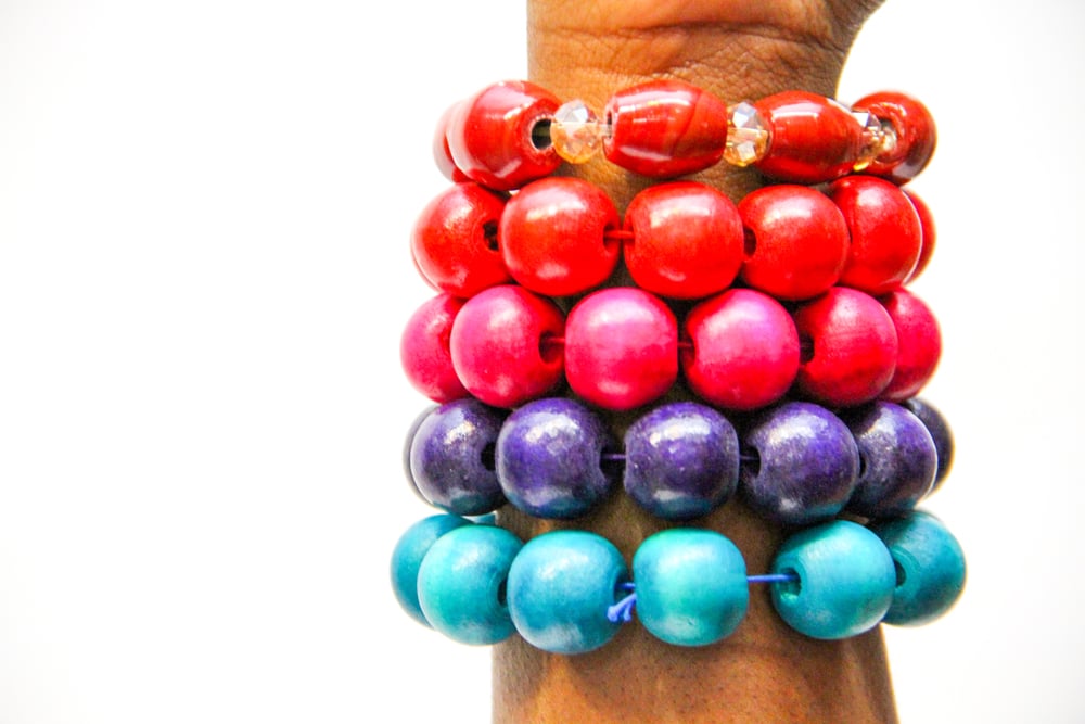 Image of Colorful Fun Wooden Bracelets