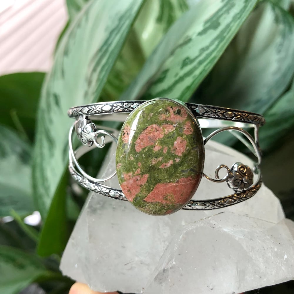 Image of "Enchanted Earthchild" Unakite Sterling Silver Bracelet Cuff