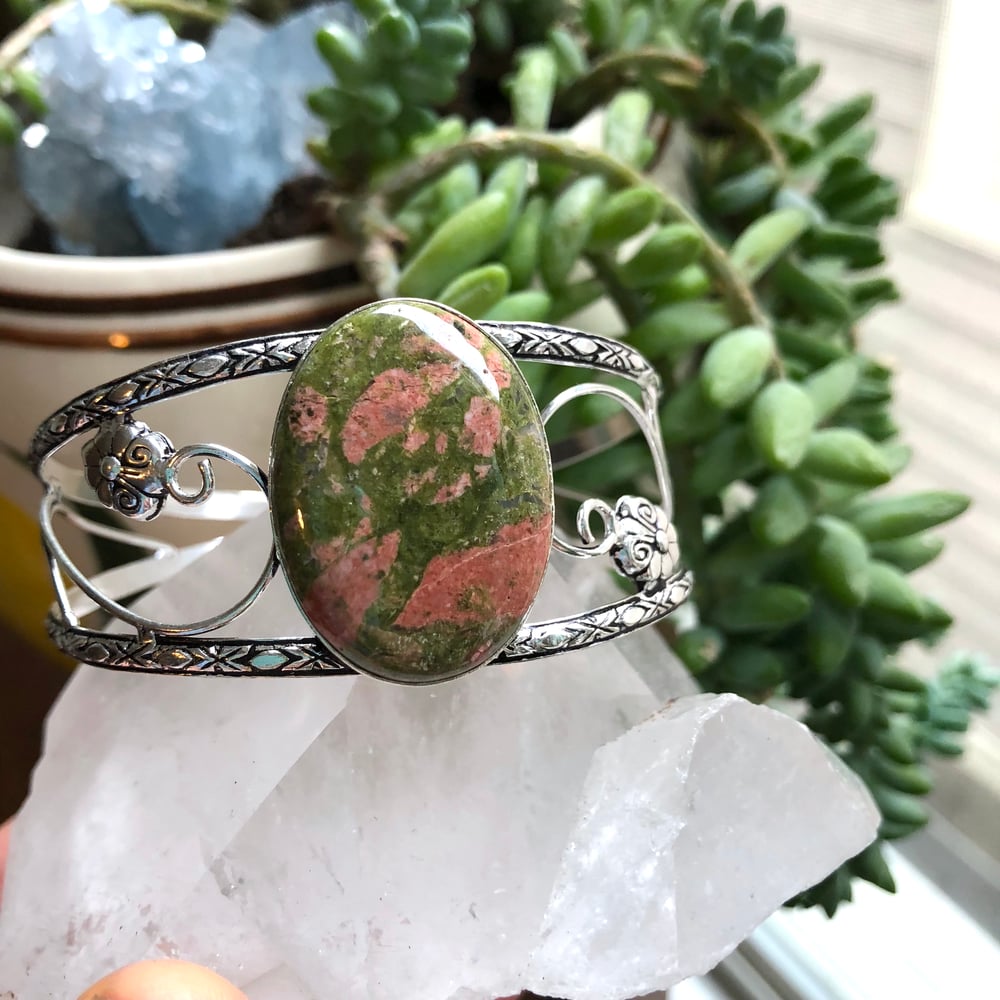 Image of "Enchanted Earthchild" Unakite Sterling Silver Bracelet Cuff