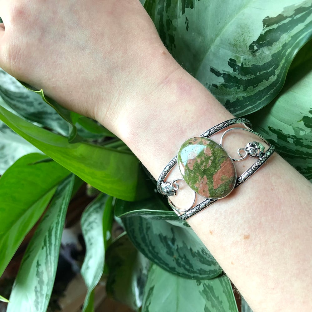 Image of "Enchanted Earthchild" Unakite Sterling Silver Bracelet Cuff