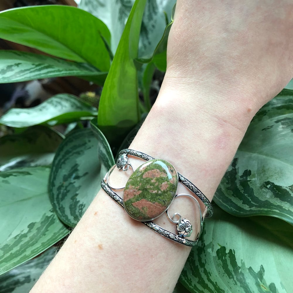 Image of "Enchanted Earthchild" Unakite Sterling Silver Bracelet Cuff