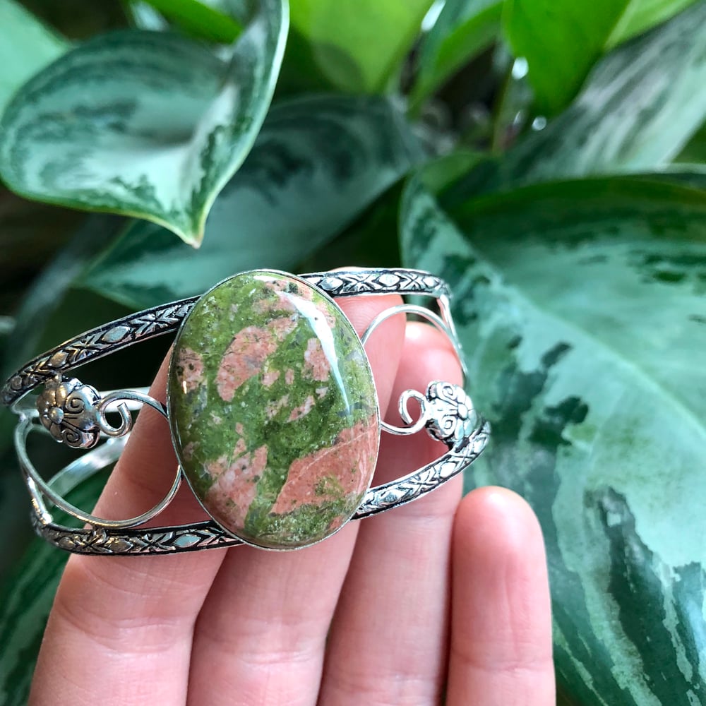 Image of "Enchanted Earthchild" Unakite Sterling Silver Bracelet Cuff