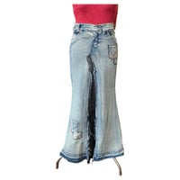 Image 1 of Deconstructed "Dual-Tone" Denim Maxi Skirt – One of a Kind