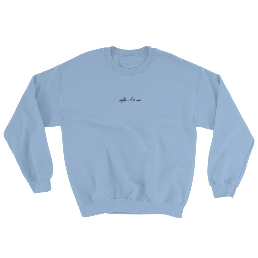 Image of coffee chat me sweater (pastel blue)