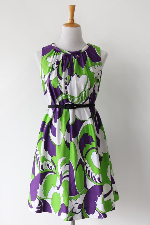 Image of SOLD Vibrant Psychedelic Flare Dress With Pockets