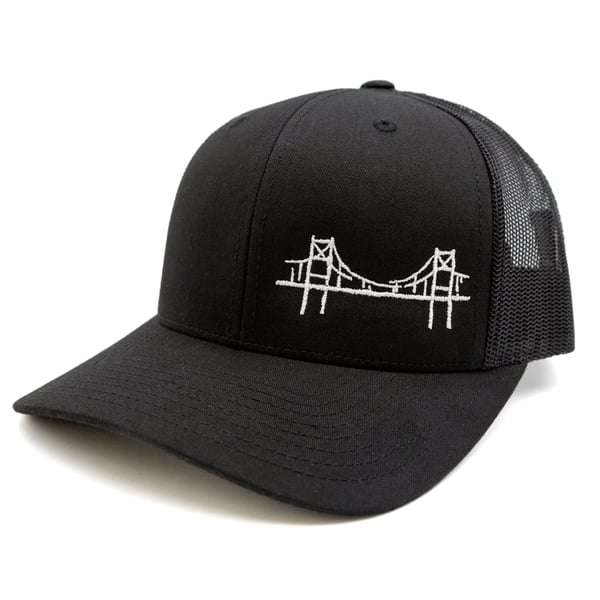 Image of Bridges. SnapBack Trucker Hat Black/White 