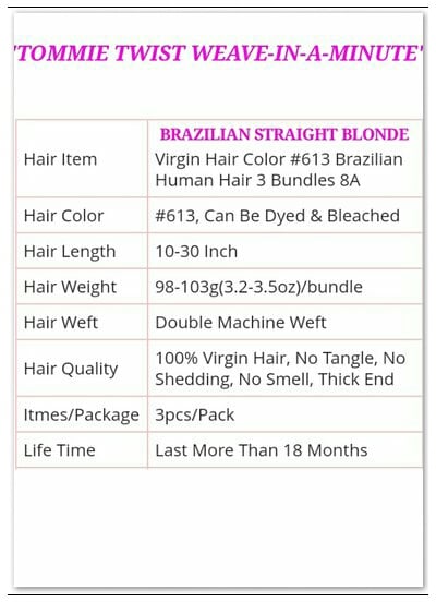 Image of   "TT RAPID EXTENSION UNITS"- STRAIGHT BLONDE - 100% HUMAN HAIR / BUNDLES / CLOSURE