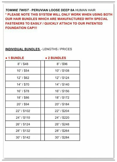 Image of PERUVIAN LOOSE DEEP 8A: BUNDLES / CLOSURES / FOUNDATION CAP ( NOT INCLUDED )