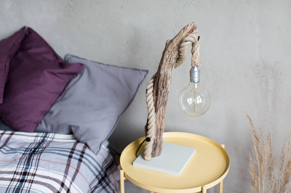 Image of Driftwood lamp FISHERMAN. Edison Bulb. With studs. Home decor. Treibholz. Treibholzlampe