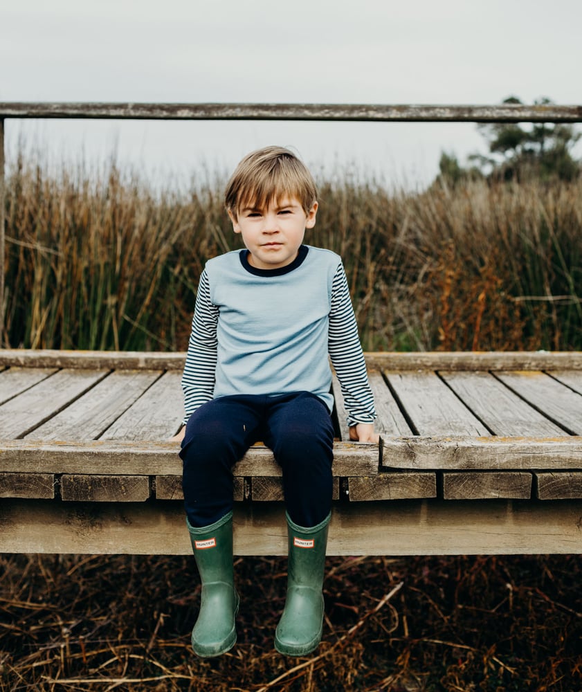 Image of Ash blue merino cotton Top