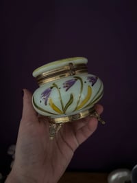 Image 5 of Magnifique boîte à bijoux en opaline peinte à décor de fleurs,  XIXème, début Art Nouveau