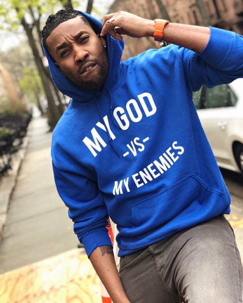 Image of MGVME UNIVERSITY BLUE LONG SLEEVE HOODIE