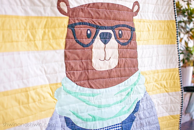 Hipster Bear Quilt Applique