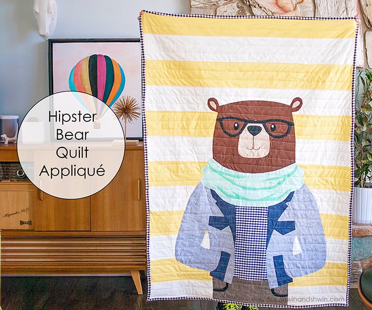 Hipster Bear Quilt Applique