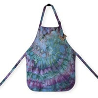 Image 1 of 100% Cotton Adult Pocket Apron in Cool Muted Spiral Ice Dye