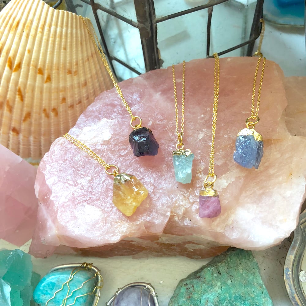 Image of 14k Gold Raw Crystal Necklaces