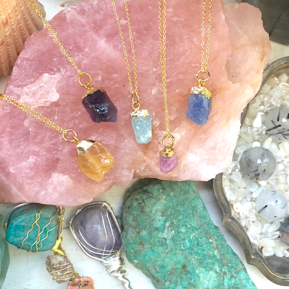 Image of 14k Gold Raw Crystal Necklaces