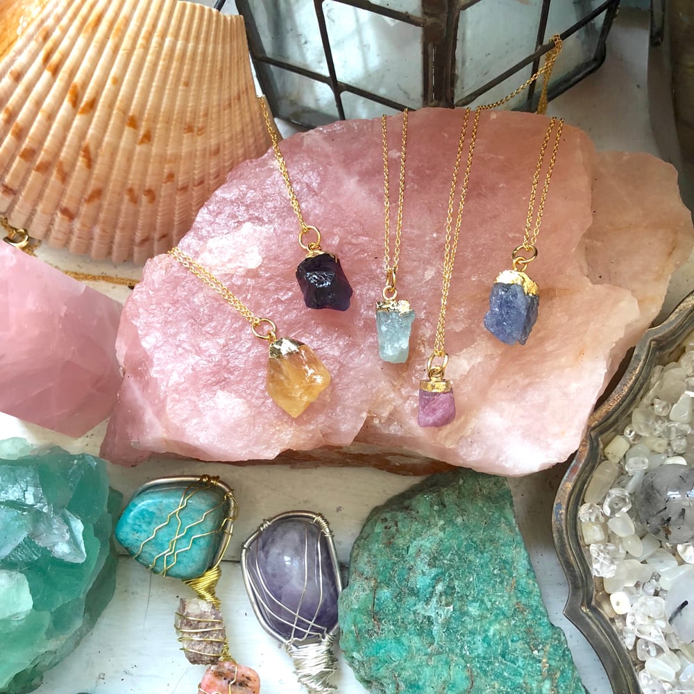 Image of 14k Gold Raw Crystal Necklaces