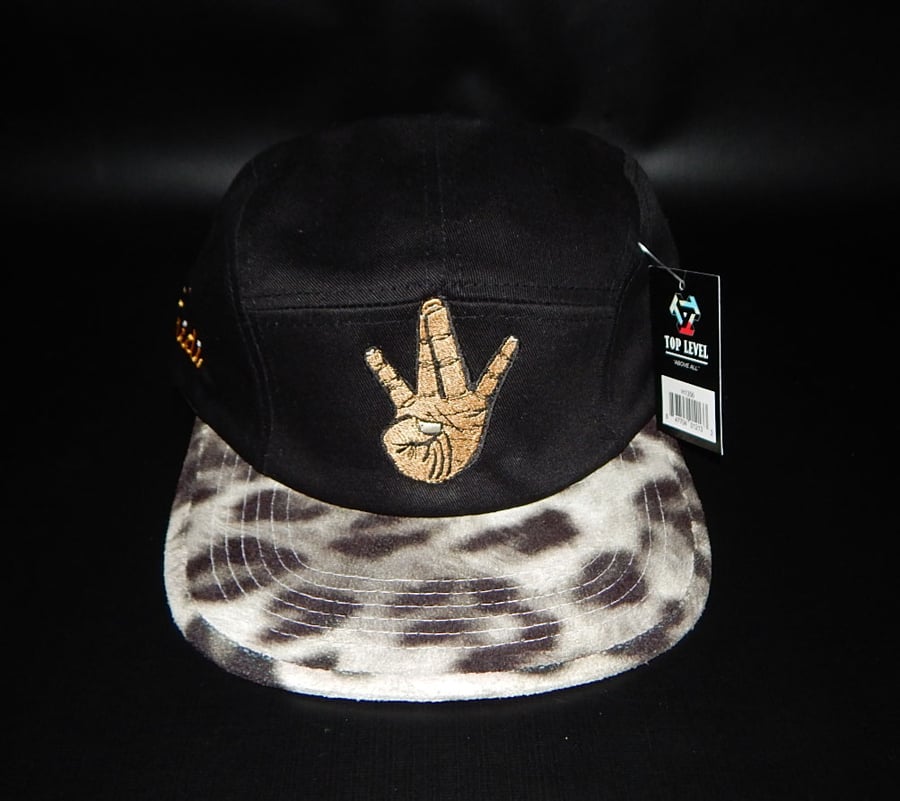 Image of 5 Panel Leopard Print Strapback