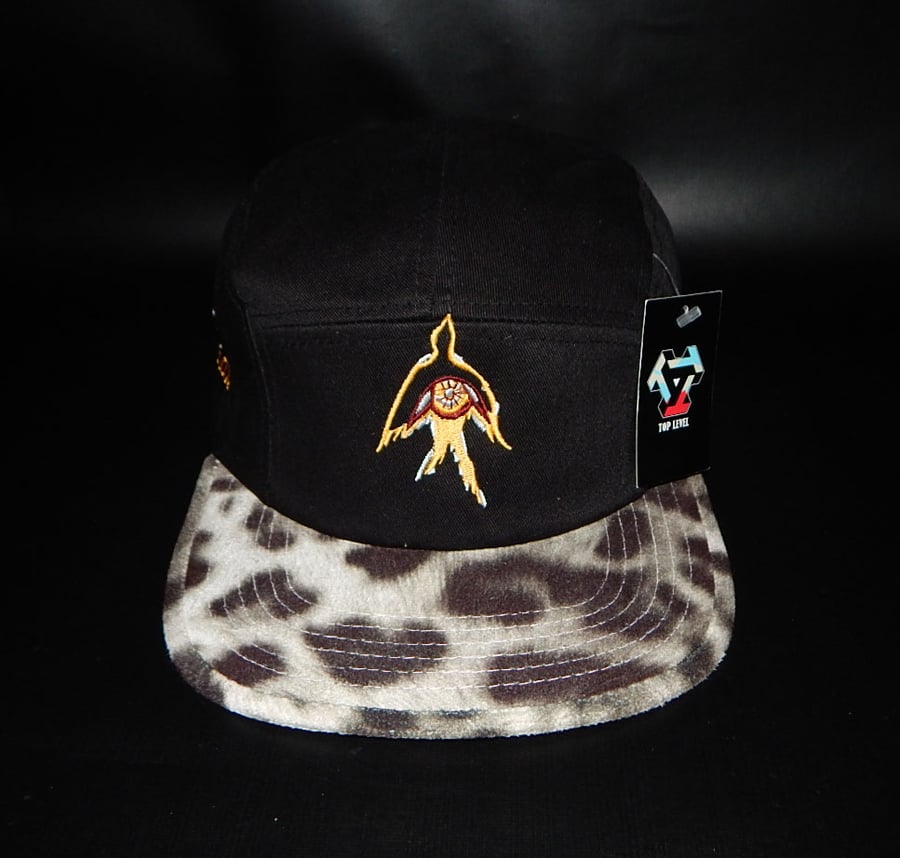 Image of 5 Panel Leopard Print Strapback