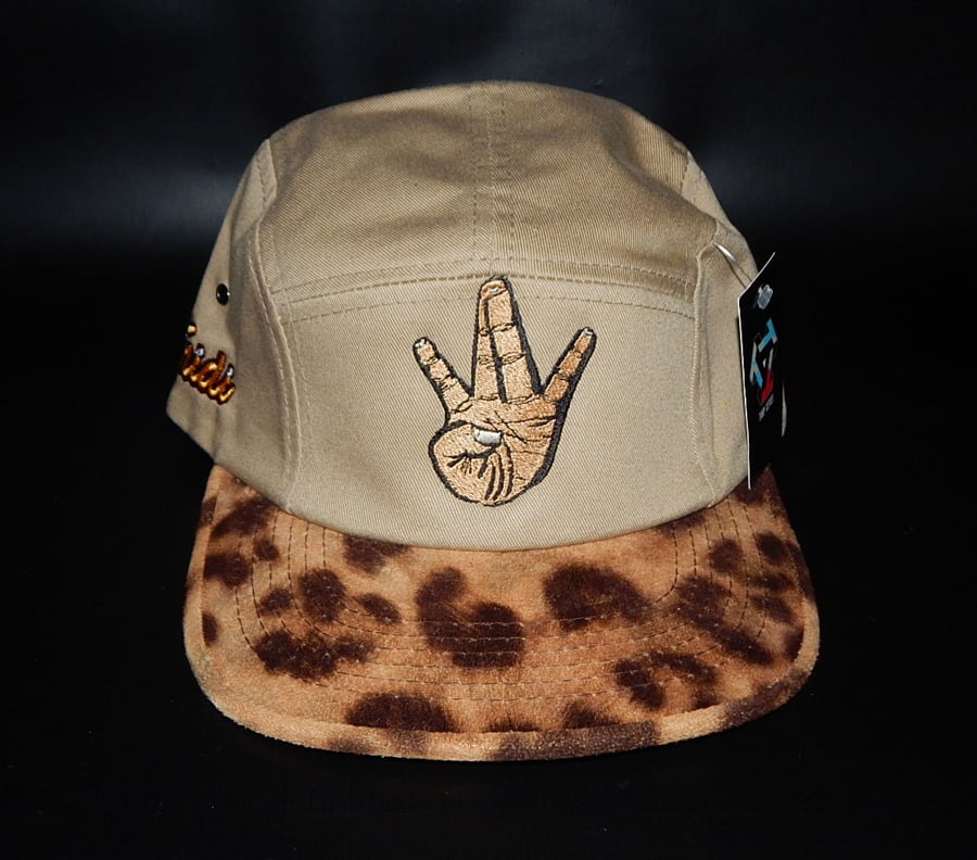 Image of 5 Panel Leopard Print Strapback