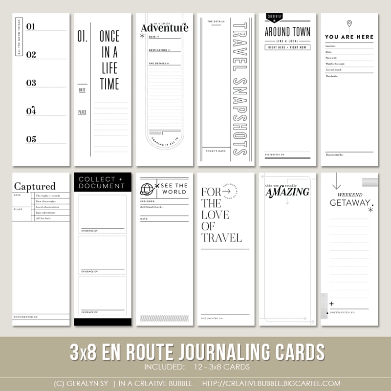 3x8 En Route Journaling Cards (Digital) In a Creative Bubble