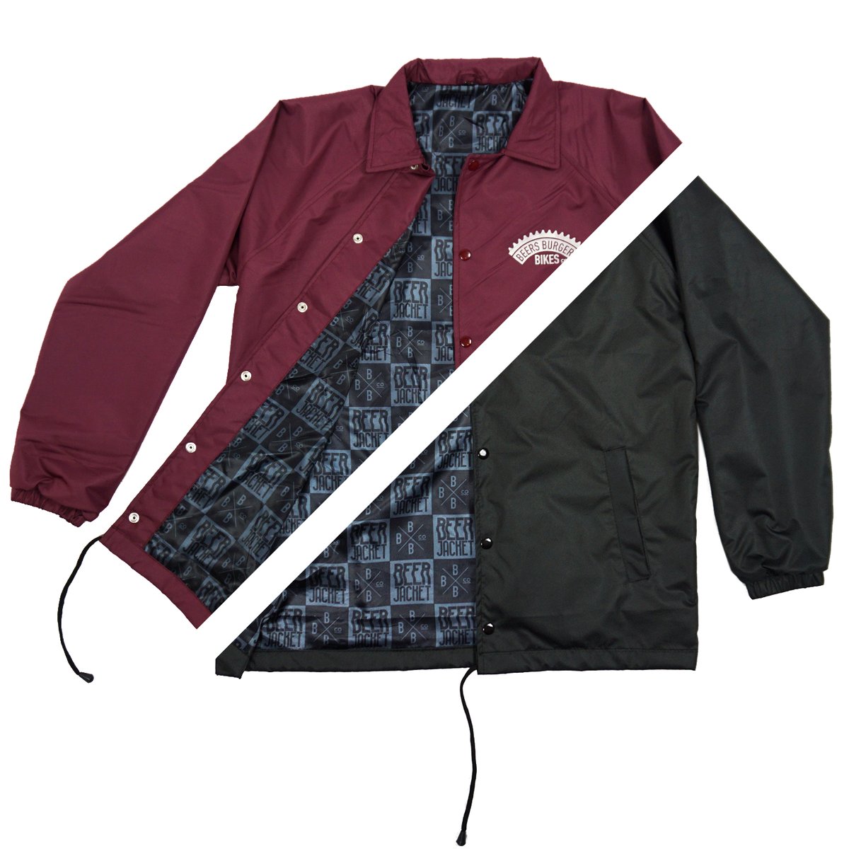 Beers Burgers Bikes — Beer Jacket Black or Maroon