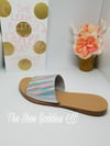 "India" Iridescent silver slip on sandals
