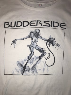 Image of Agent Budderside Illustration on White Tour T Shirt