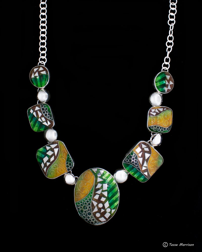 Image of Inspiration: Cloisonné and Basse Taille Enamel and Silver Necklace