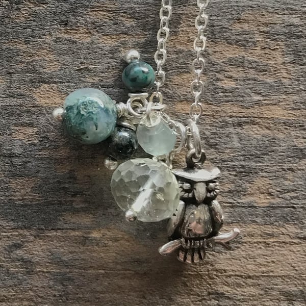 Image of Silver Owl Intention Necklace 2