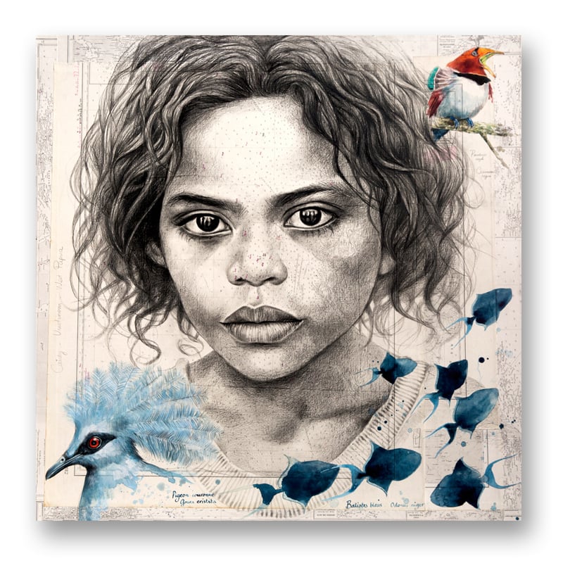Image of Paper Art Print - "Candy aux oiseaux"
