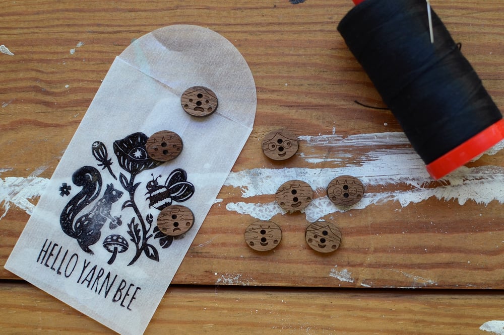 Image of "Our Friends" Walnut Buttons by Hello Yarn Bee - Small