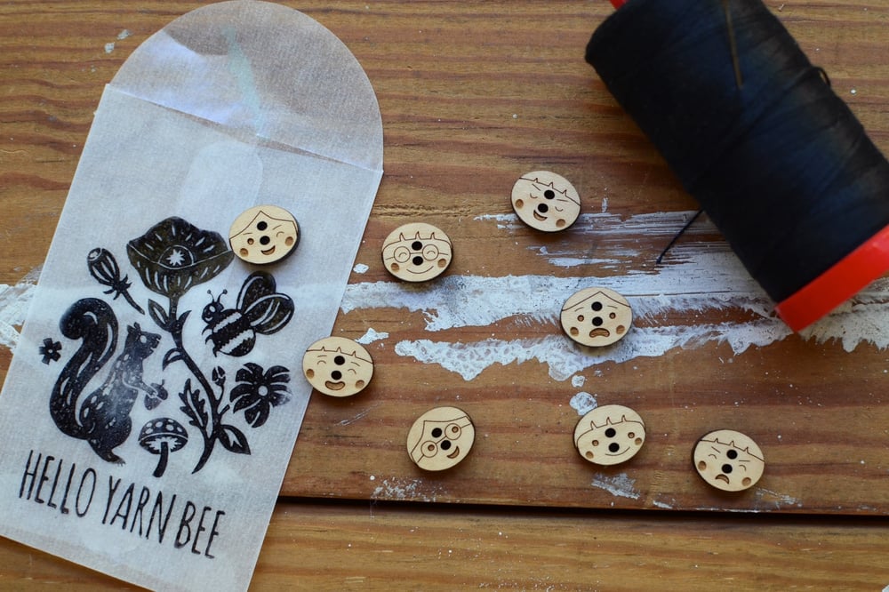 Image of "Our Friends" Maple Buttons by Hello Yarn Bee - Small