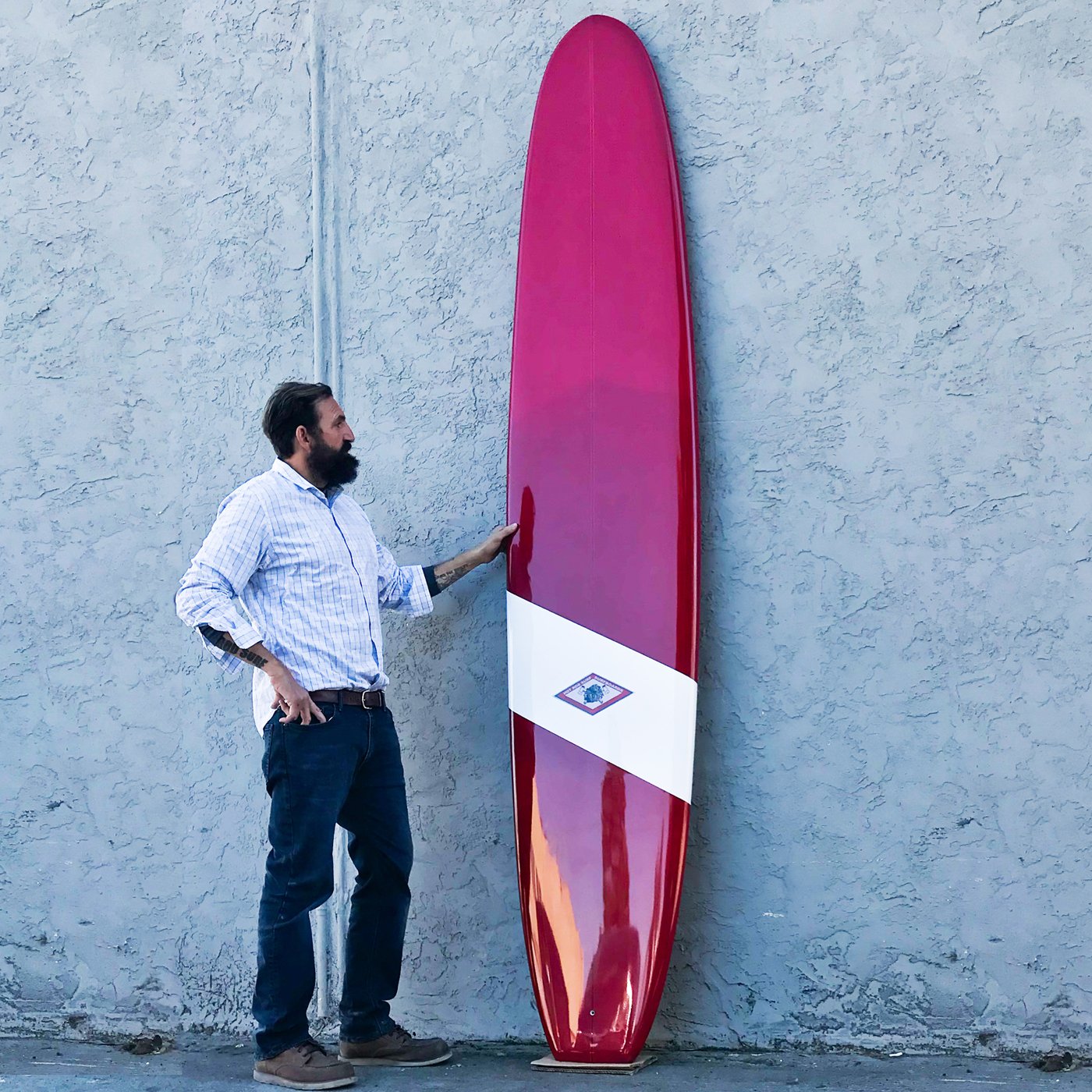 red longboard surfboard