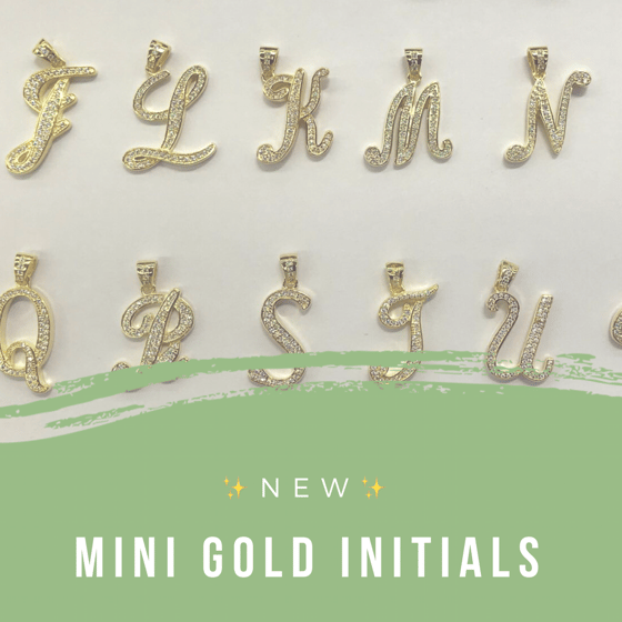 Image of Mini Script Gold Initial Chain 