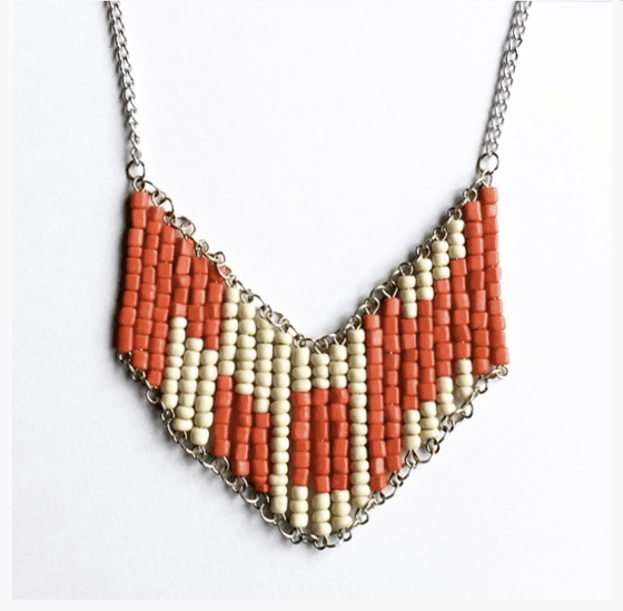 Image of Abacus Red and White Geometric Necklace