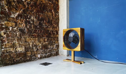 Image of Pedestal Wooden Fan