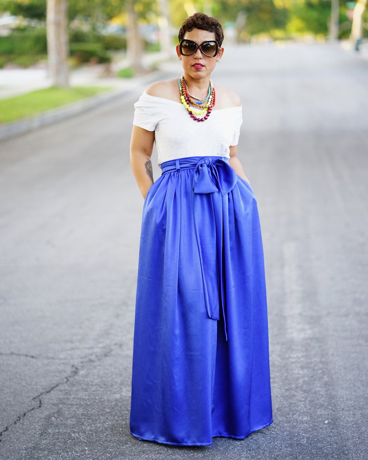 Buy Celeste Navy Blue Tiered Maxi Skirt With Pockets Sustainable Bamboo  Fabric Hippie Style Skirt Online in India - Etsy