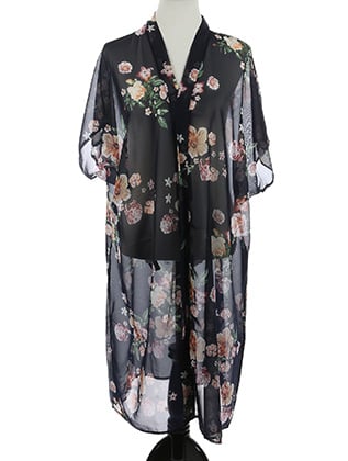 Image of Sheer Black Long Cover Up