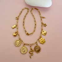 Image 7 of Drop 2 Gold Paperclip Charm Necklaces