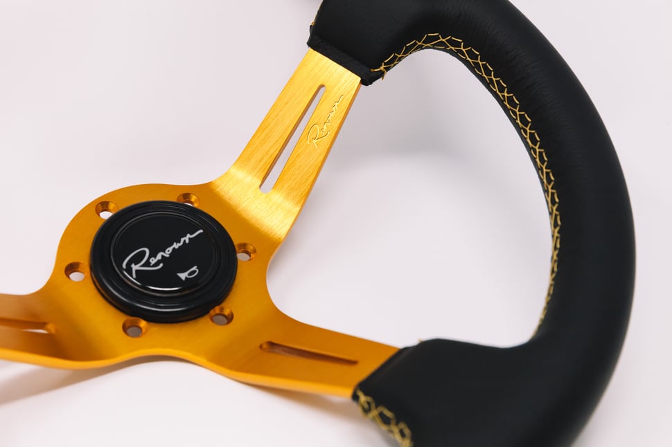 Image of Renown Chicane Gold Leather Steering Wheel