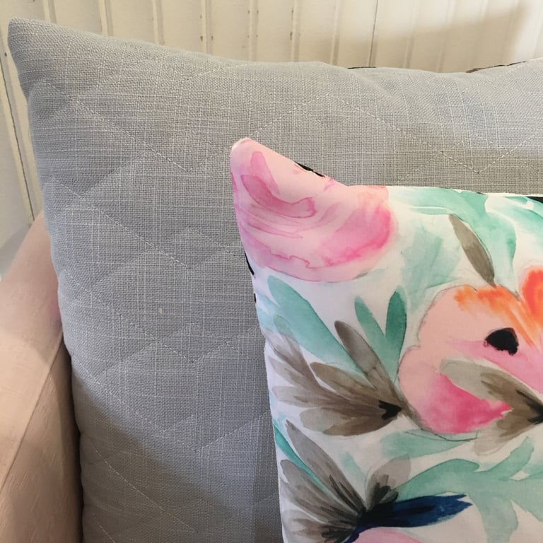 Spring floral Cushion with grey Image 2