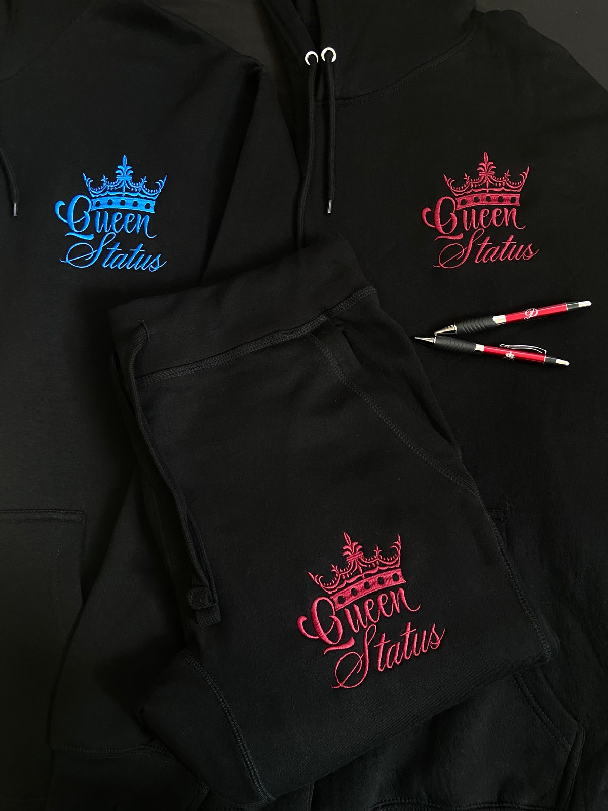 Image of BLACK Hoodie (Unisex) with Embroidered Logos *Matches Black Joggers