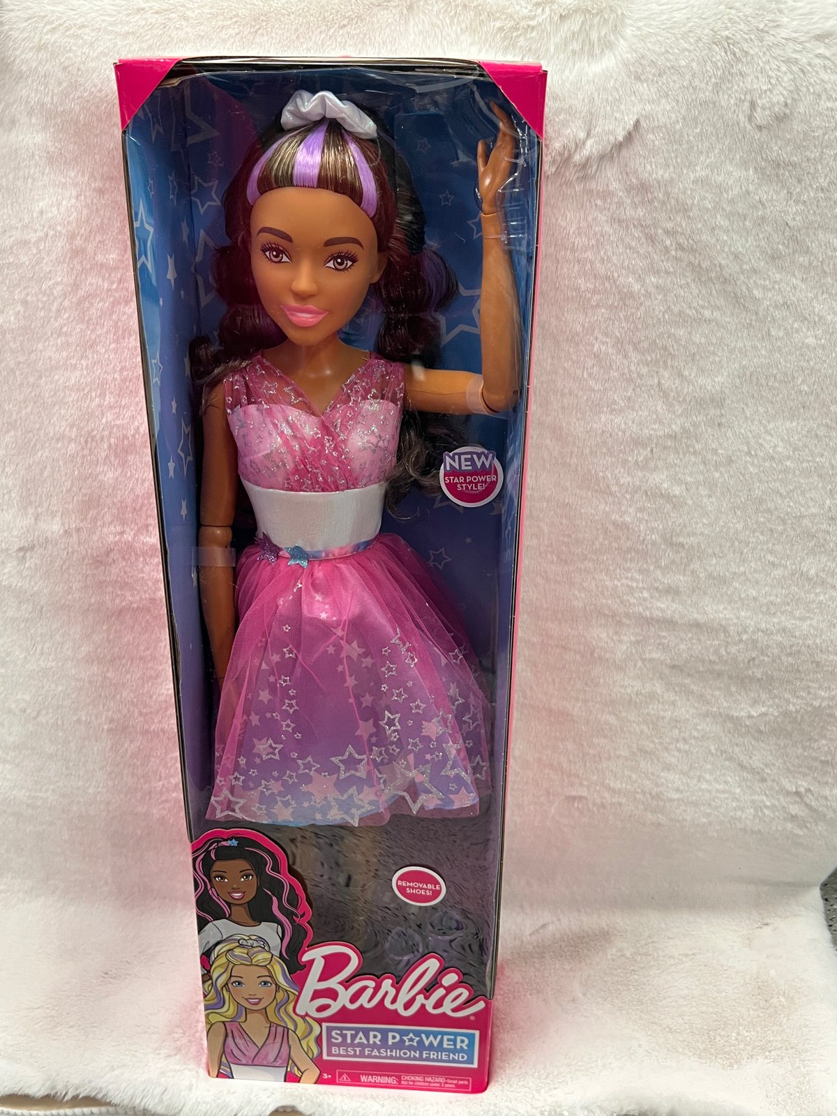 Barbie Star Power best friend fashion doll Black Hair pink dress 28