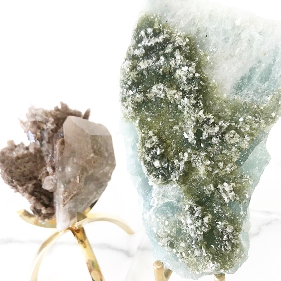 Image of Aquamarine no.31 + Lucite and Brass Stand Pairing