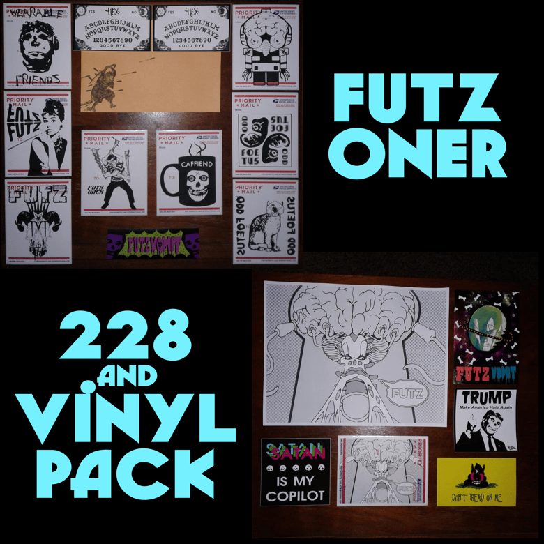 Image of Futz Oner 228 & Vinyl Pack (16 Stickers + 1 Mini Poster)
